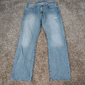 Polo Ralph Lauren 867 Classic Straight Leg Jeans Mens 36x32 Blue Denim Distress